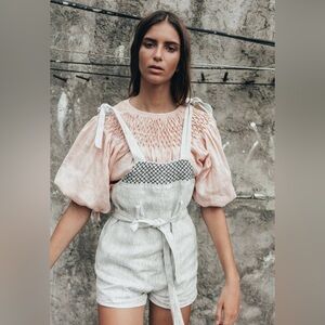Innika Choo Linen Smocked Romper
